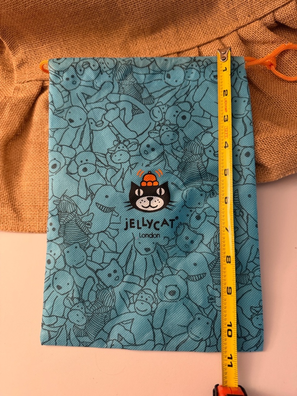 Small jelly cat gift bag authentic 10 x 7 1/2 DRAWSTRING EUC Perfect for gift